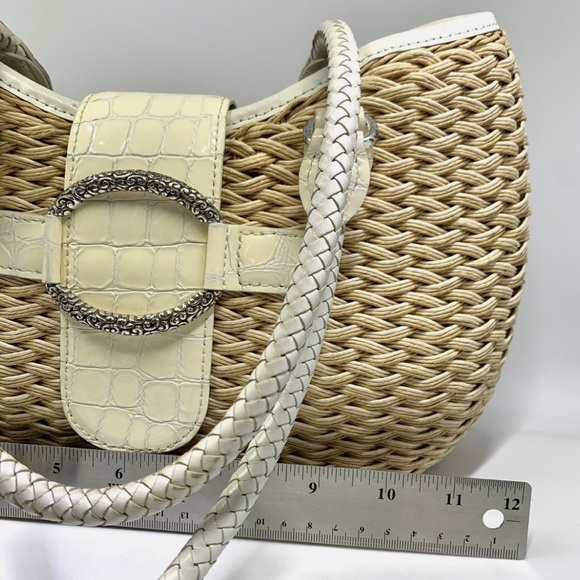 Brighton Tan and White Woven Shoulder Bag - Picture 7 of 9